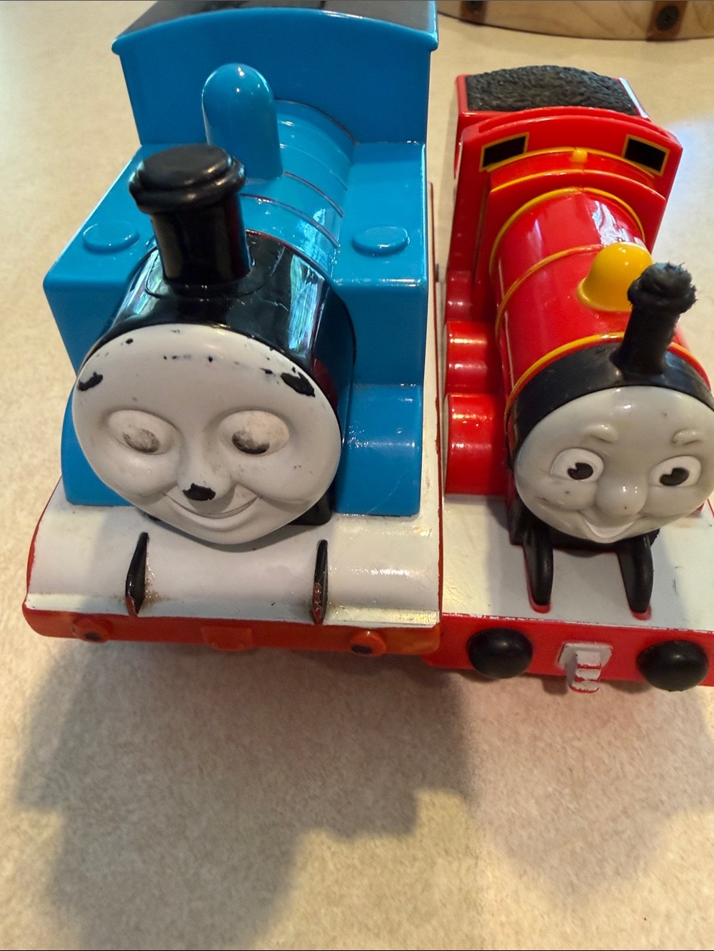 Blue and Red Kids Train Toy Set - Classic Engine Pair